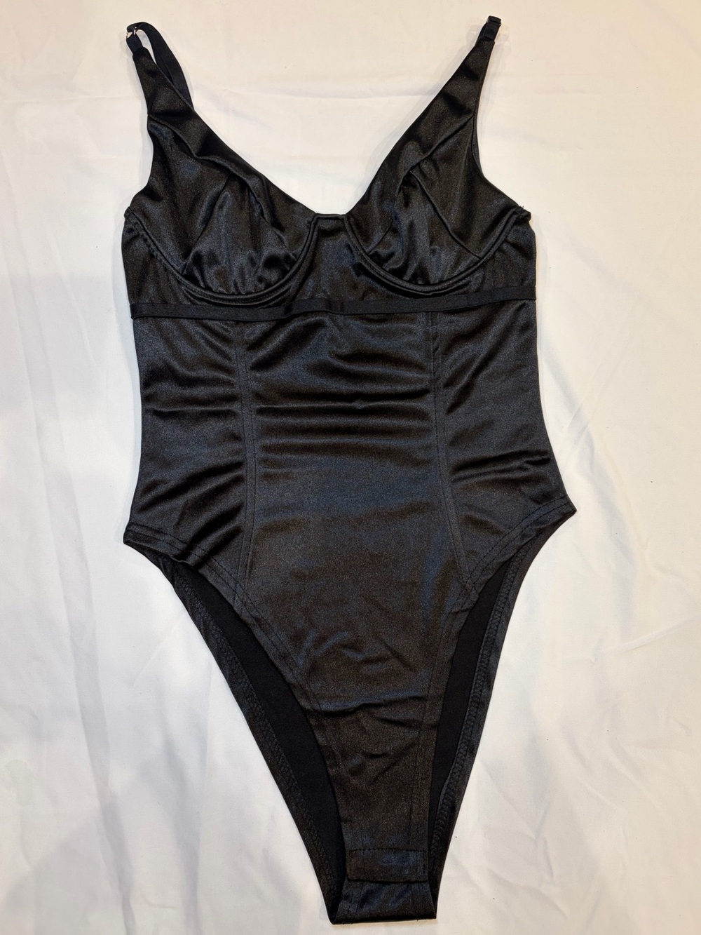 Black Satin Underwire Bodysuit women’s small